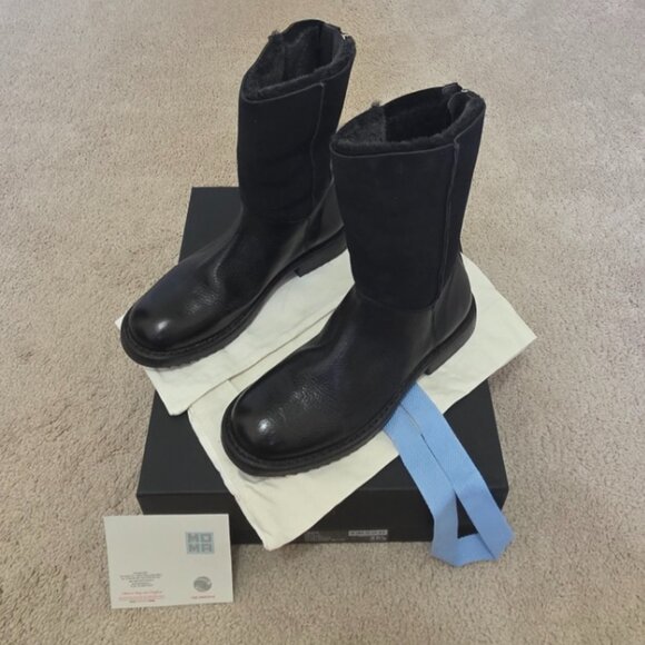 MOMA Italy Rick Nero Black Leather Ankle Boots Tronchetto EU 38.5 / US 8.5 - Picture 2 of 11